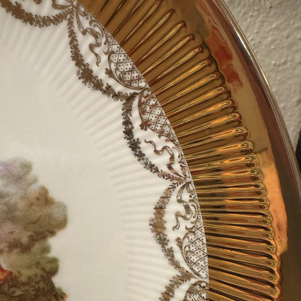 Vtg JWK Bavaria W.Germany 11.25”Fragonard Love Story Gold Edge Decoration Plate - Picture 11 of 14
